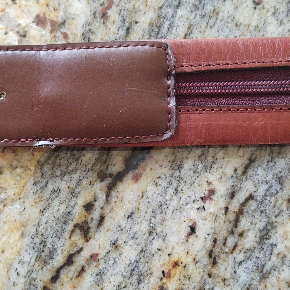 LEATHER travel belt with inner zipper, from the 80s - Picture 4 of 12